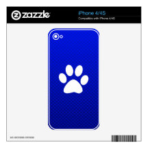 Blue Paw Print iPhone 4S Skins