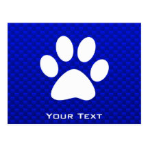 Blue Paw Print Postcard