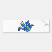 Blue Peace Dove made of decorative flowers Bumper Sticker