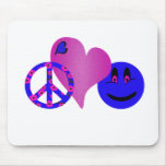 Blue Peace Love Happiness Mousepad