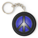 blue peace sign key chains
