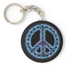blue peace sign keychain