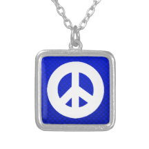 Blue Peace Sign Personalized Necklace