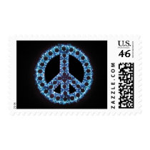 blue peace sign postage