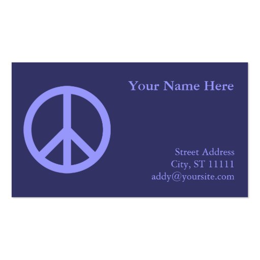 Blue Peace Symbol Business Card (front side)