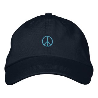 Blue Peace Symbol Embroidered Hat