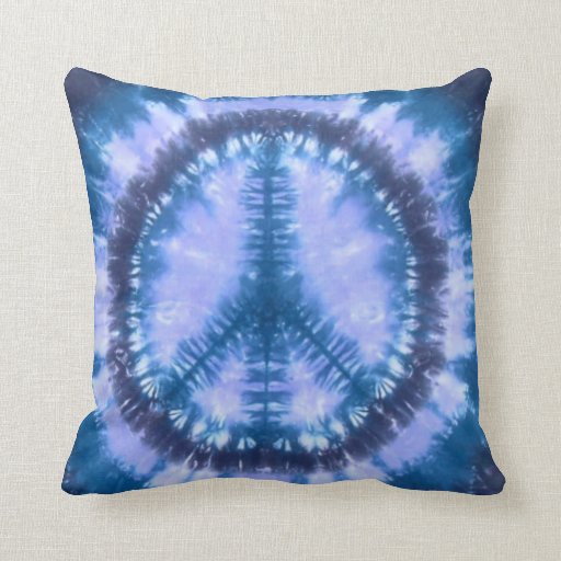 Blue peace tie dye throw pillow Zazzle