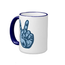 Blue - Peace V-Sign mugs by GreenNeighborPeace Blue - Peace V-Sign mugs