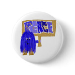 Blue Peace word Pinback Buttons