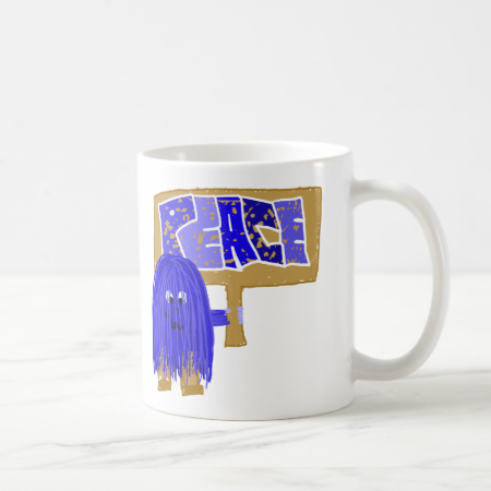 Blue Peace word Classic White Coffee Mug Blue Peace word Classic White Coffee Mug