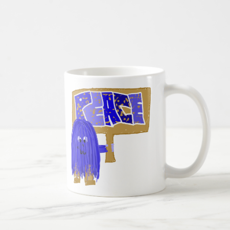 Blue Peace word Classic White Coffee Mug