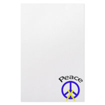 Blue Peace Word & Ribbon Custom Stationery
