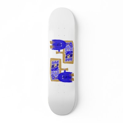 Blue Peace word Skateboard by PeacePeople