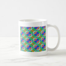 Blue Peach Lime Plaid Design Mug
