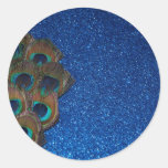 Blue Peacock Bouquet Glittery Still Life Sticker
