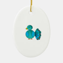 Blue peacock christmas ornament