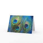 Blue Peacock Feather Wedding Card