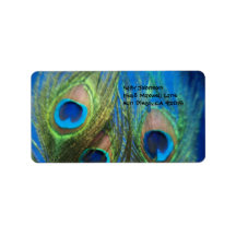 Blue Peacock Feathers Custom Address Label