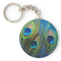 Blue Peacock Feathers Key Chain