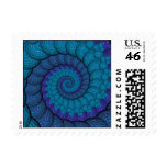 Blue Peacock Fractal Pattern Stamps