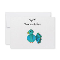 Blue peacock personalized invitation