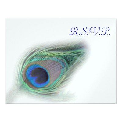 blue peacock  rsvp cards custom invitations