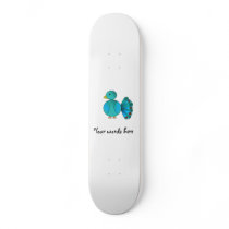 Blue peacock skate board deck