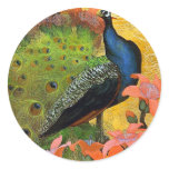 Blue Peacock Round Stickers