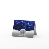 Blue Peacock Wedding Thank You Cards card