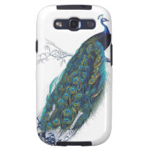 Blue Peacock with beautiful tail feathers Samsung Galaxy S3 Covers
