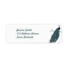 Blue Peacock with beautiful tail feathers Return Address Label
