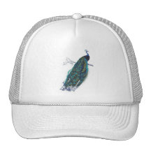 Blue Peacock with beautiful tail feathers Mesh Hat