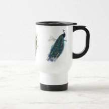 Blue Peacock with beautiful tail feathers Mugs