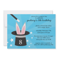 Blue Peek-a-Boo Rabbit Custom Magic Birthday Party Custom Invitations