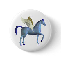 Blue Pegasus Button by turtlepig Blue Pegasus Button