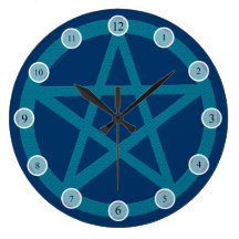 Blue Pentacle Round Clock