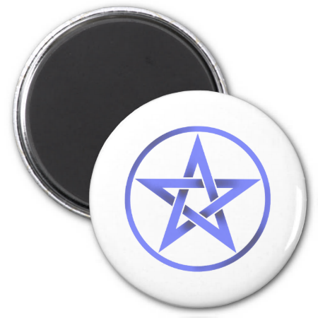 Blue Pentagram Pentacle 2 Inch Round Magnet