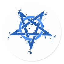 Blue Pentagram Round Sticker