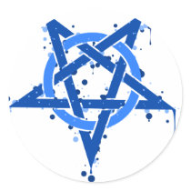 Blue Pentagram Round Sticker