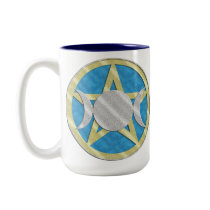 Blue Pentagram Triple Goddess Cup Mug