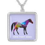 Blue Personalized Colorful Horse Necklace necklace