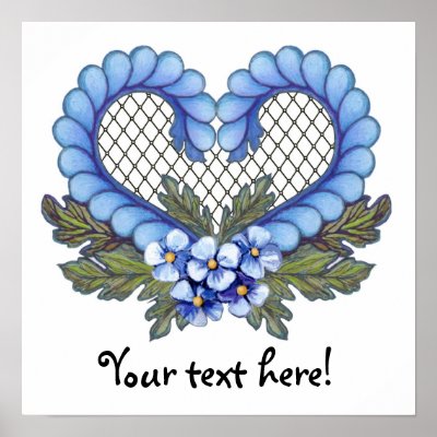 Blue Petal Heart with mesh Poster by ArtbyJean