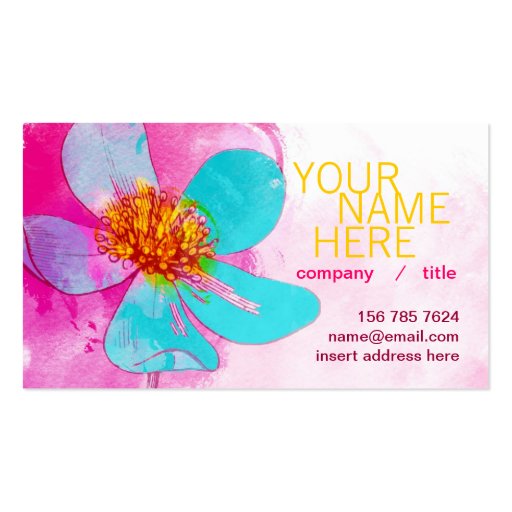 Blue Petals Profile Card Business Card Templates (front side)