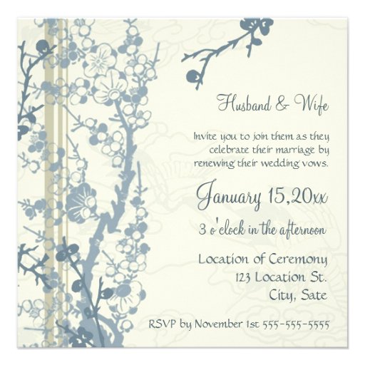 Blue Photo Vow Renewal Ceremony Invitation Card