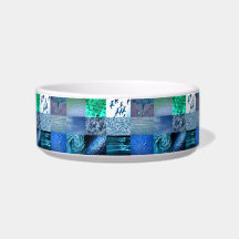 Blue Photography Collage Cat Bowls