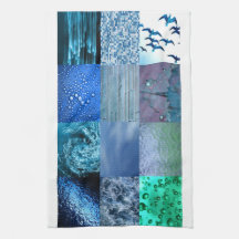 Blue Photography Collage Hand Towels