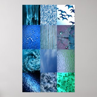stylish modern Blue Photography Collage Poster print with water nature abstract photos pics