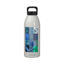 Blue Photography Collage Water Bottle