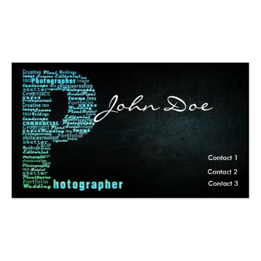 Blue Photography Typographic Business card (front side)