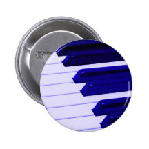 Blue Piano Keyboard Pinback Buttons
